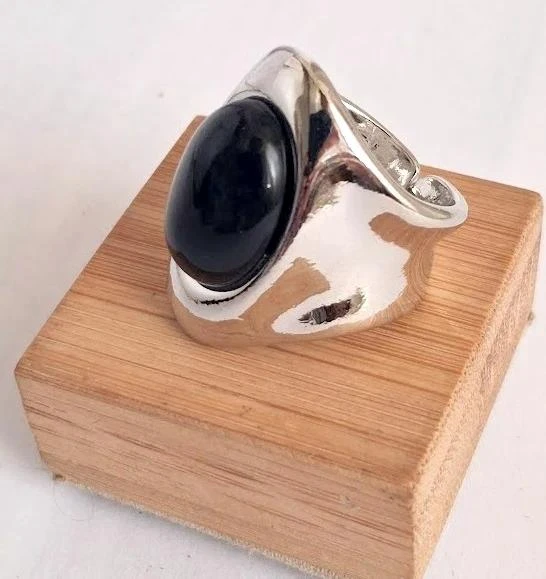 Anel grosso preto prata 925 – photo 2